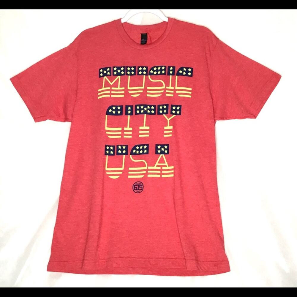 Tultex Unisex Red Music City USA Nashville Graphic Tee Size Large